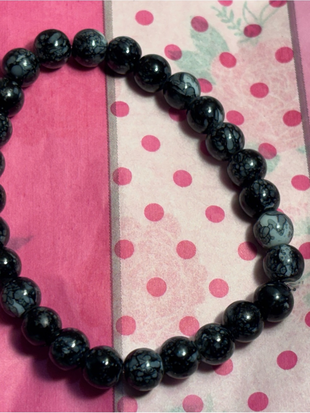 Black & Gray Beaded Stretch Bracelet - Women Jewelry